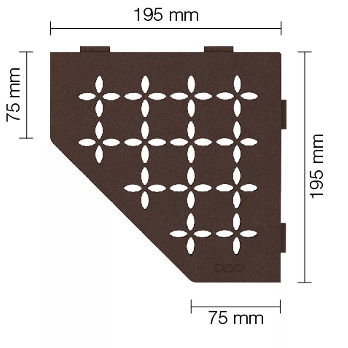 Prateleira de parede para chuveiro Schlüter 5eck 19,5x19,5cm floral bronze