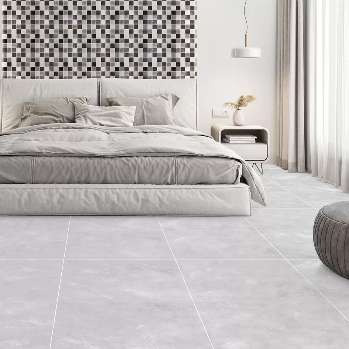 Ladrilhos Cortina Olhar Concreto Fosco Cinza Claro 60x60cm