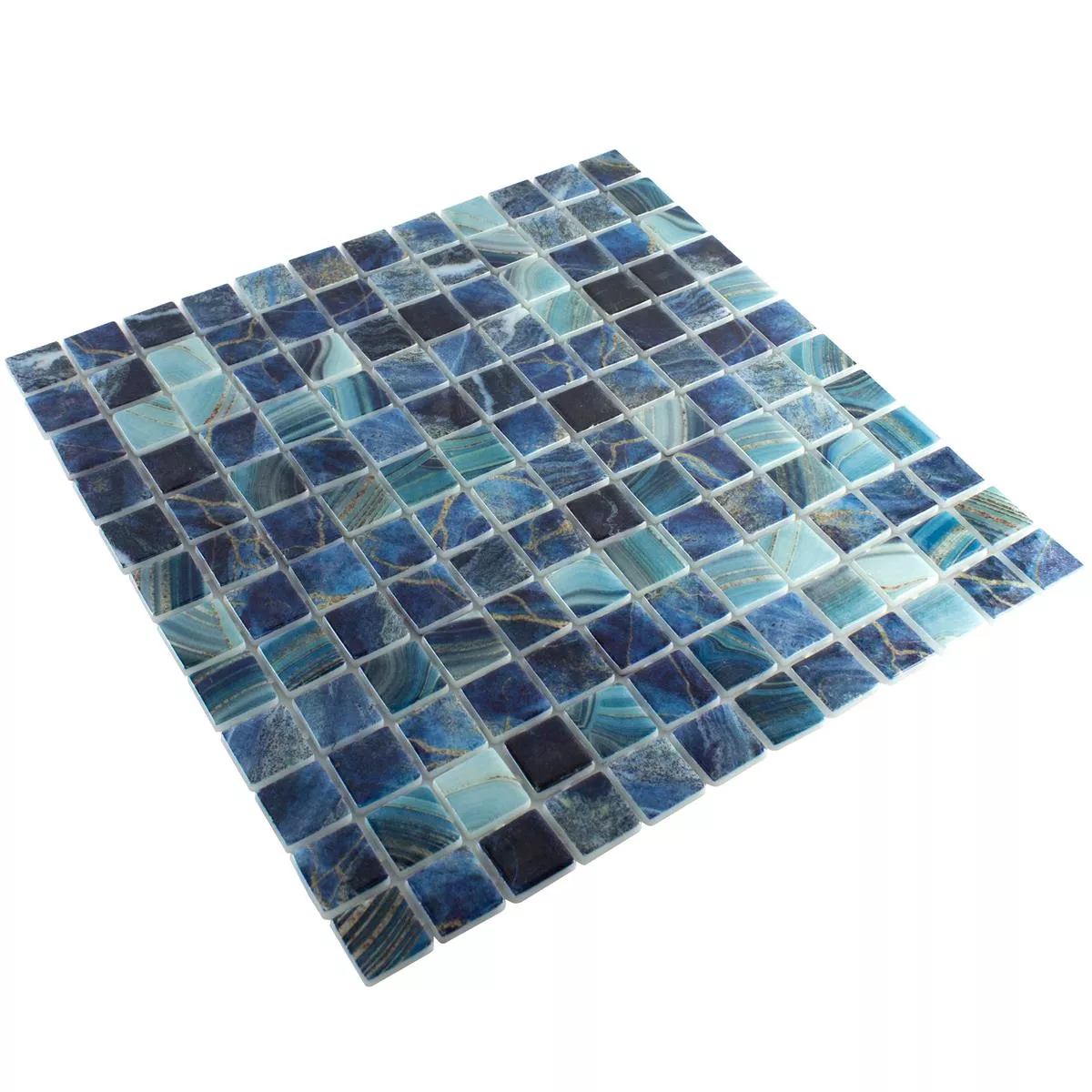Mosaico de Piscina de Vidro Baltic Azul Turquesa 25x25mm