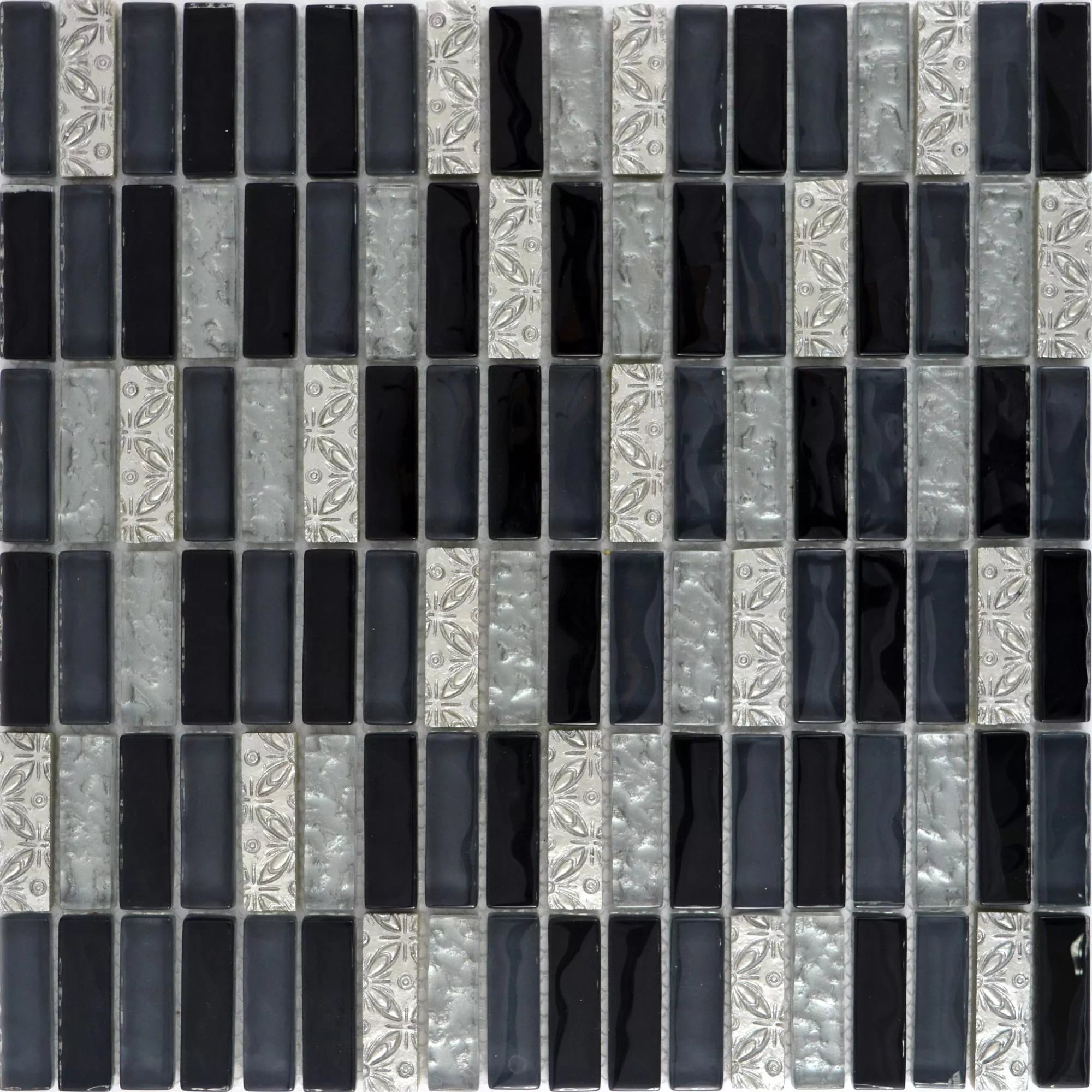 Mosaico De Vidro Ladrilhos De Pedra Natural Conchita Preto Prata