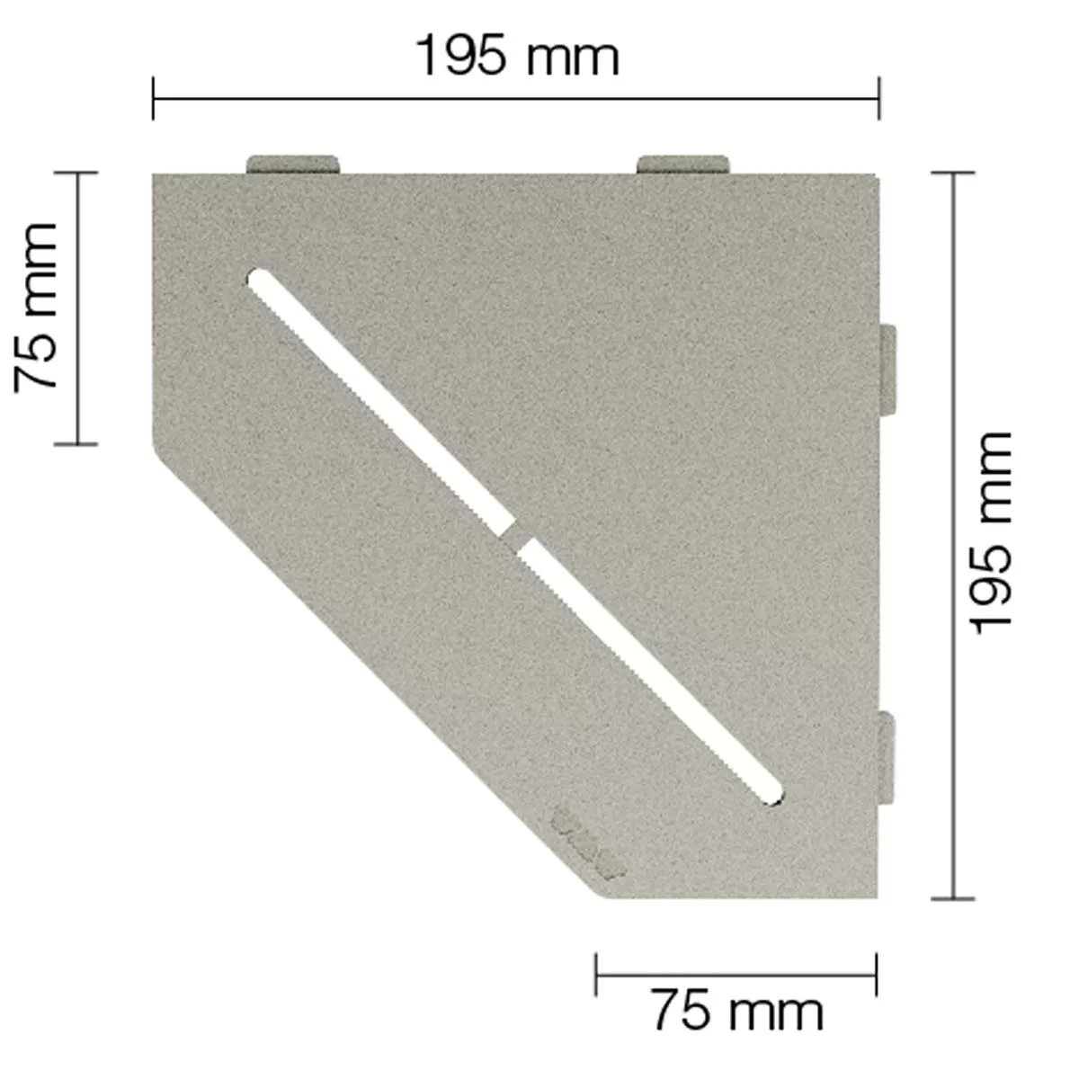 Prateleira de parede para chuveiro Schlüter 5 cantos 19,5x19,5cm cinza puro