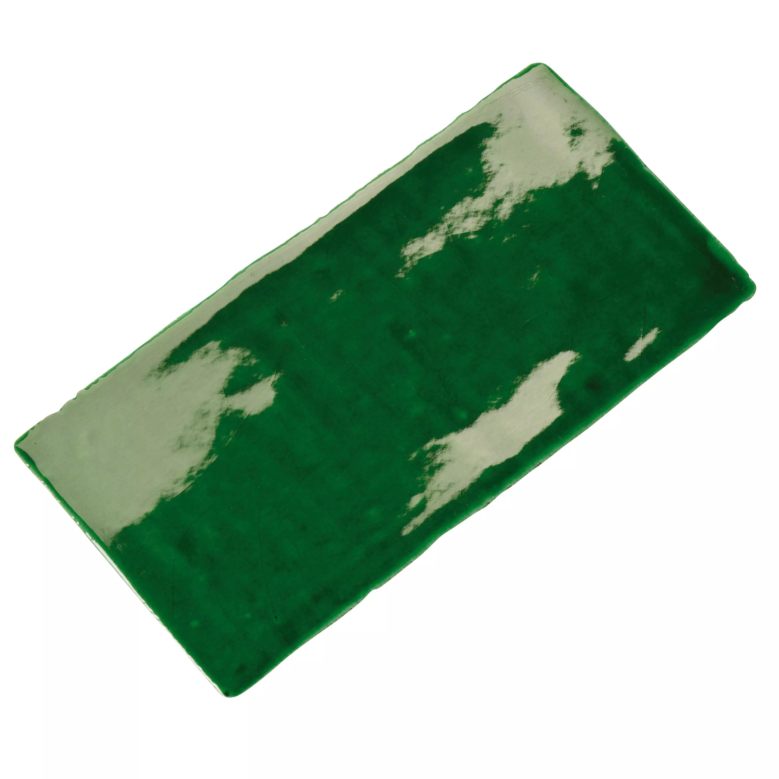 Padrão Azulejo Algier Feito à Mão 7,5x15cm Verde Esmeralda