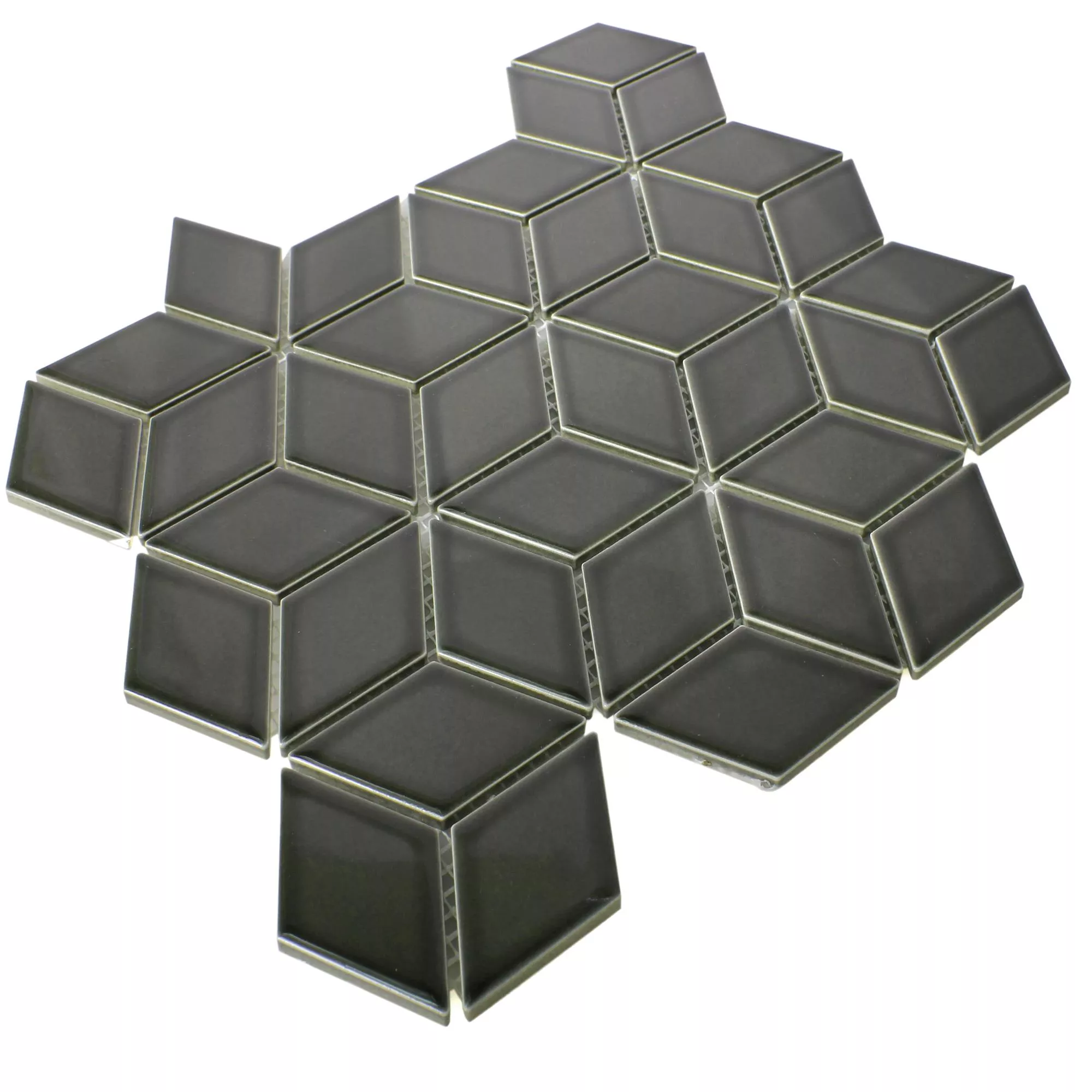 Padrão de Cerâmica Azulejo Mosaico Cavalier 3D Dados Preto Brilhante