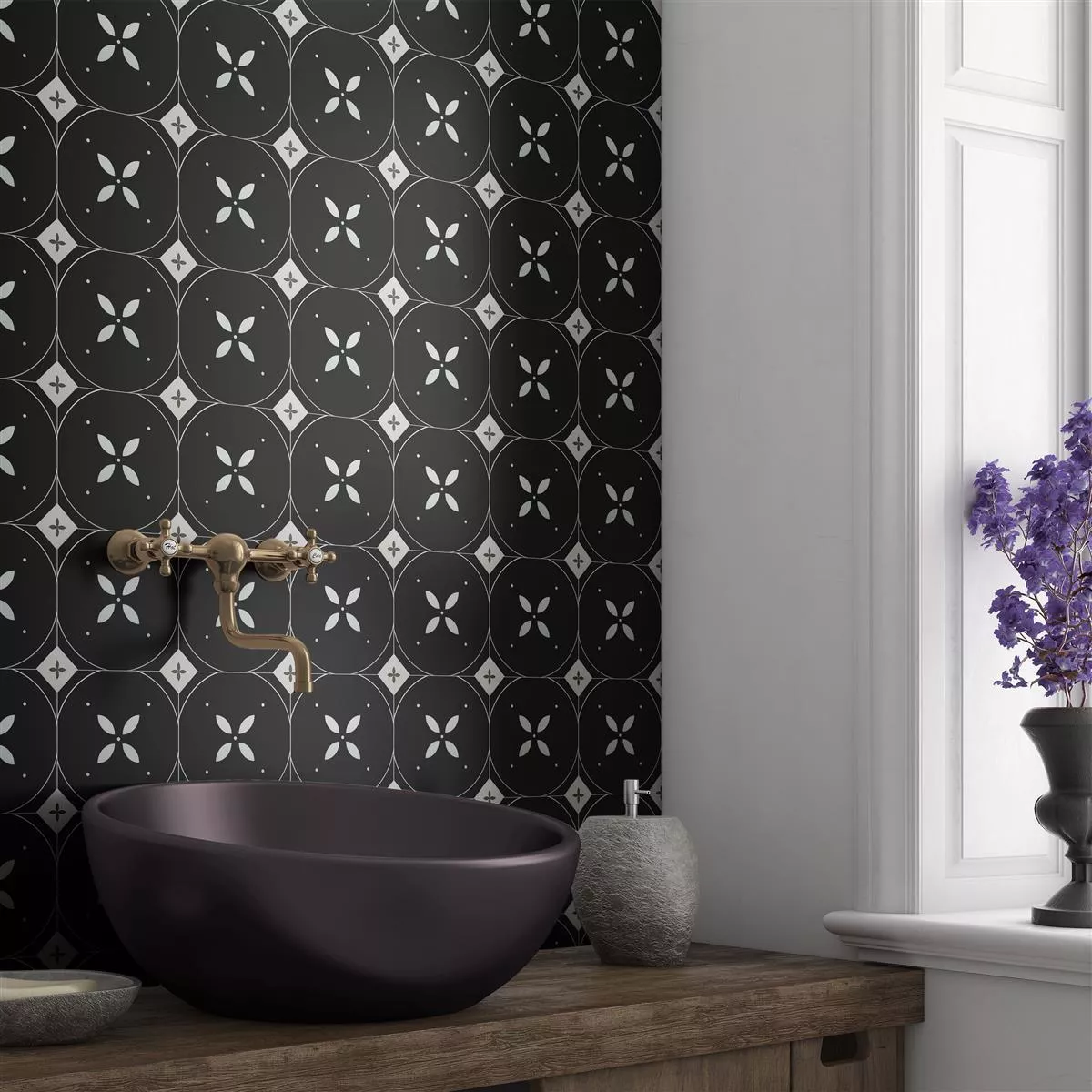 Grés Porcelânico Azulejos Genexia Decor Preto Branco