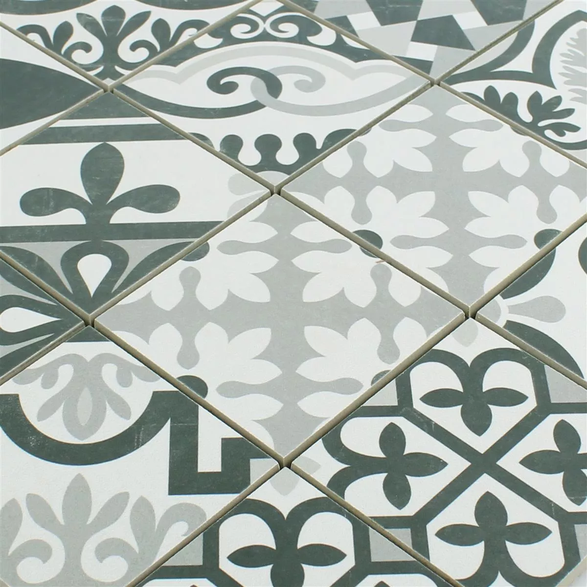 Padrão de Mosaico Cerâmico Retro Azulejos Utopia Preto Branco R10/B