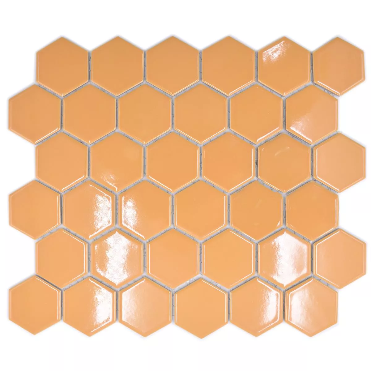 Padrão de Mosaico Cerâmico Salomon Hexágono Ocre Laranja H51