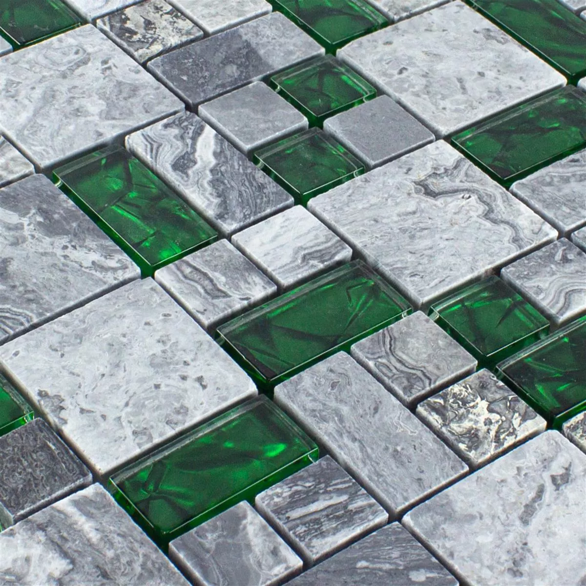 Mosaico de Pedra Natural de Vidro Azulejos Sinop Cinza Verde 2 Mix