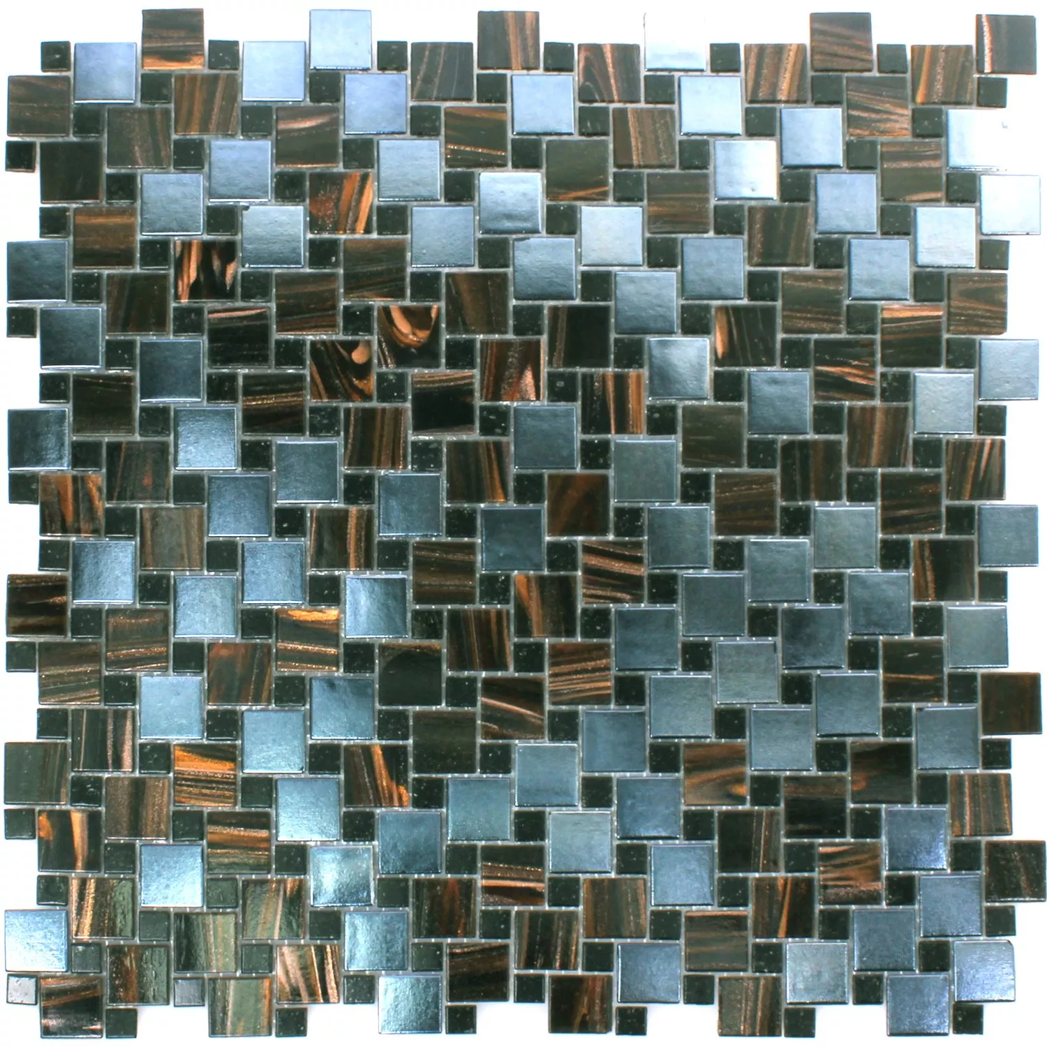 Azulejo Mosaico Vidro Tahiti Marrom Metallic