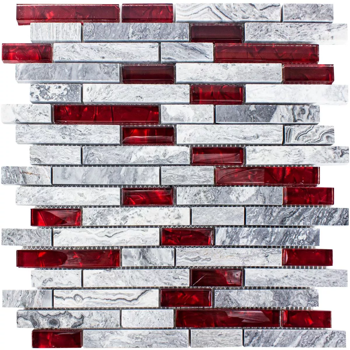 Padrão de Mosaico de Pedra Natural de Vidro Azulejos Sinop Cinza Vermelho Brick