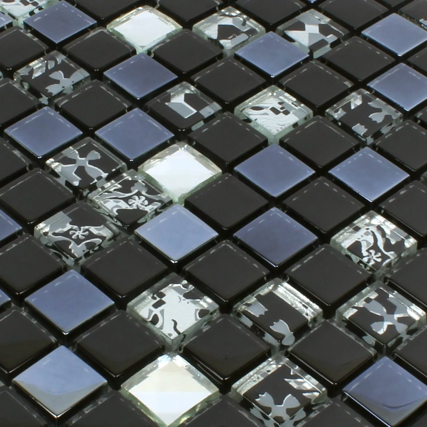 Mosaico De Vidro Azulejos Kunia Preto Prata