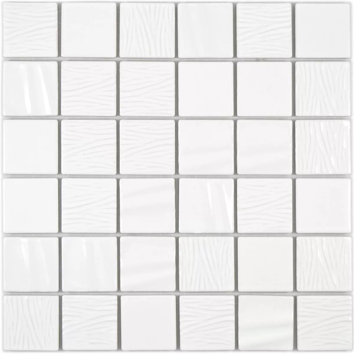 Mosaico Cerâmico Azulejos Rokoko 3D Branco