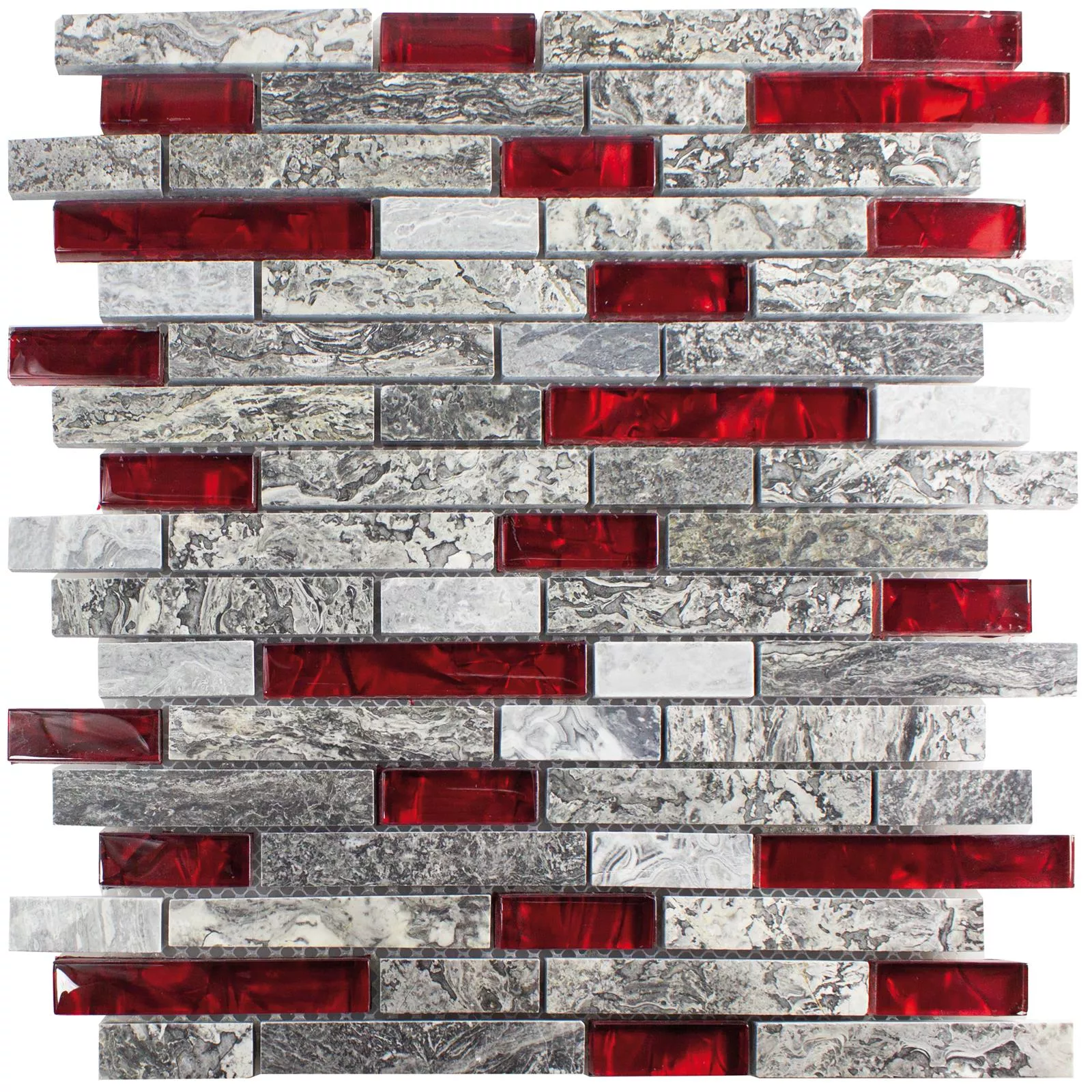 Padrão de Mosaico De Vidro Ladrilhos De Pedra Natural Manavgat Cinza Vermelho Brick