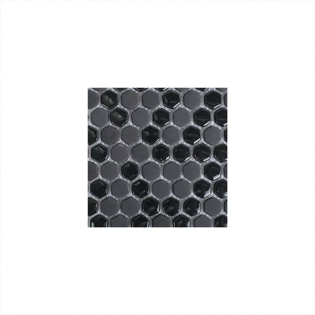 Padrão de Mosaico De Vidro Azulejos Brockway Hexágono Eco Preto