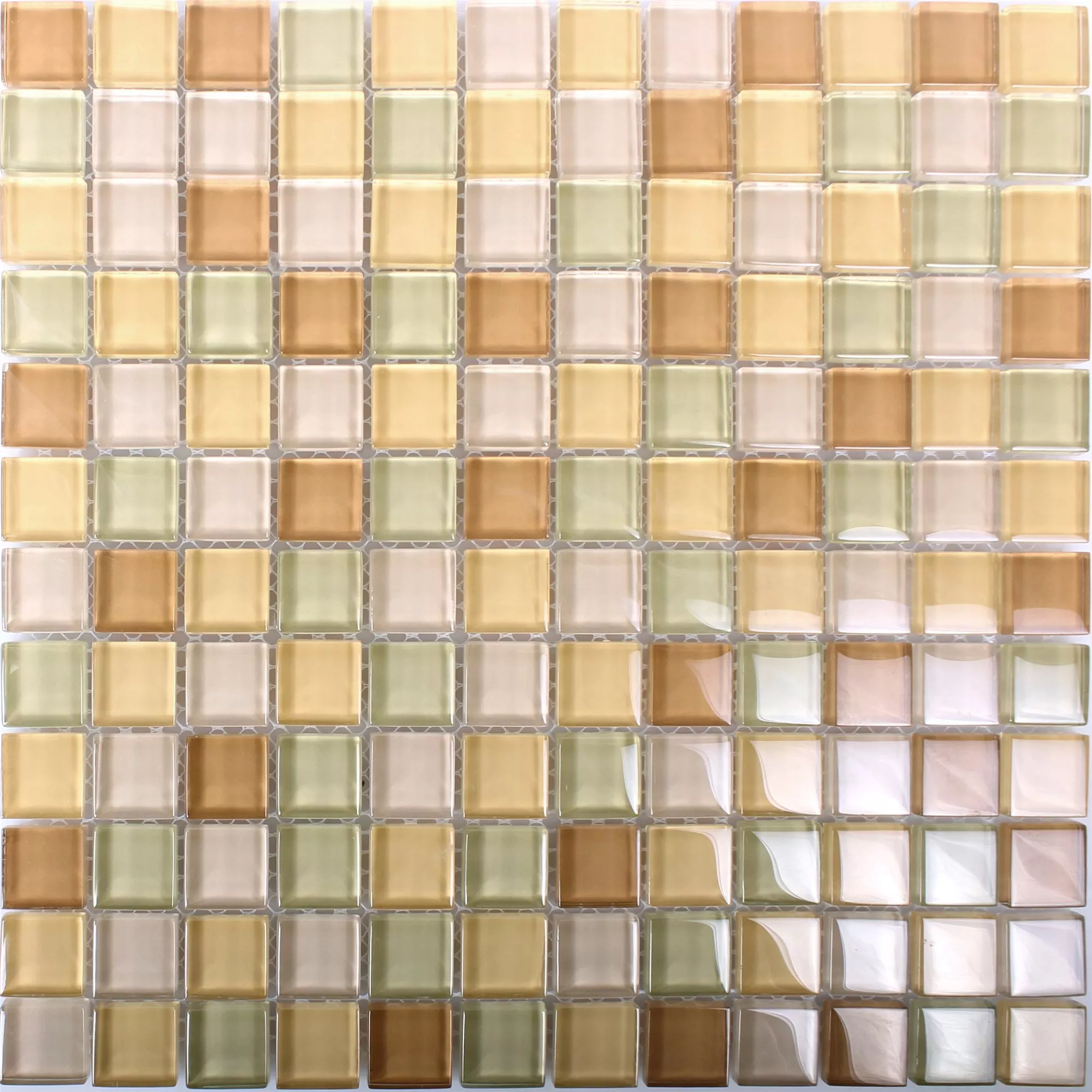 Mosaico De Vidro Azulejos 23x23x8mm Bege Mix