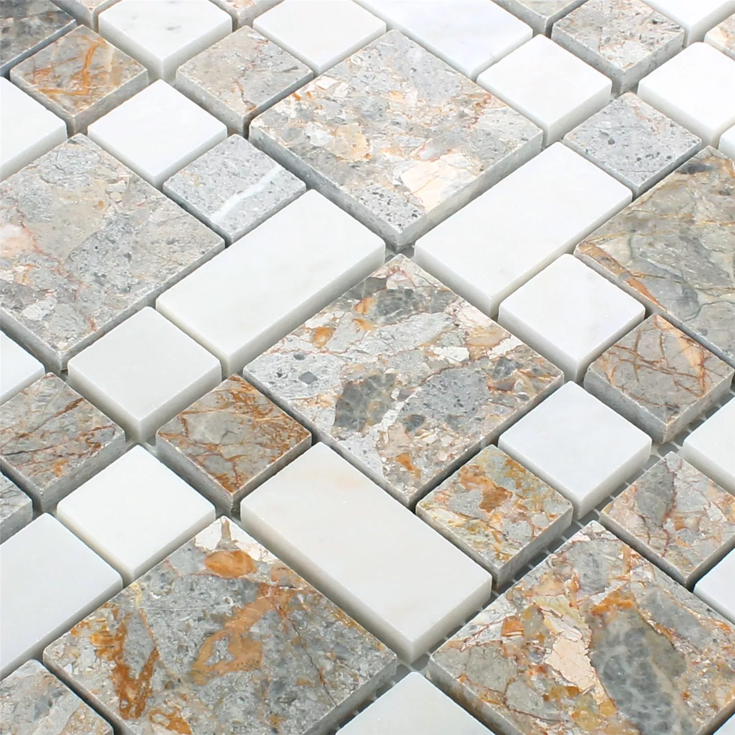 Padrão de Mosaico De Pedra Natural Azulejos Elphenor Ouro Branco